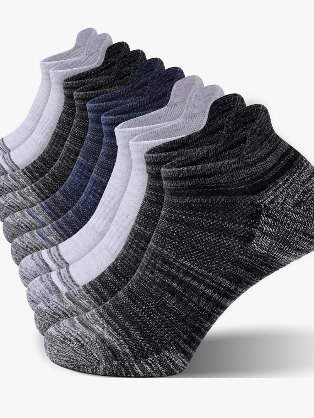 Men's Low-Cut Performance Socks - Pack of Mixed Gray & Navy Size XL 5 Pack